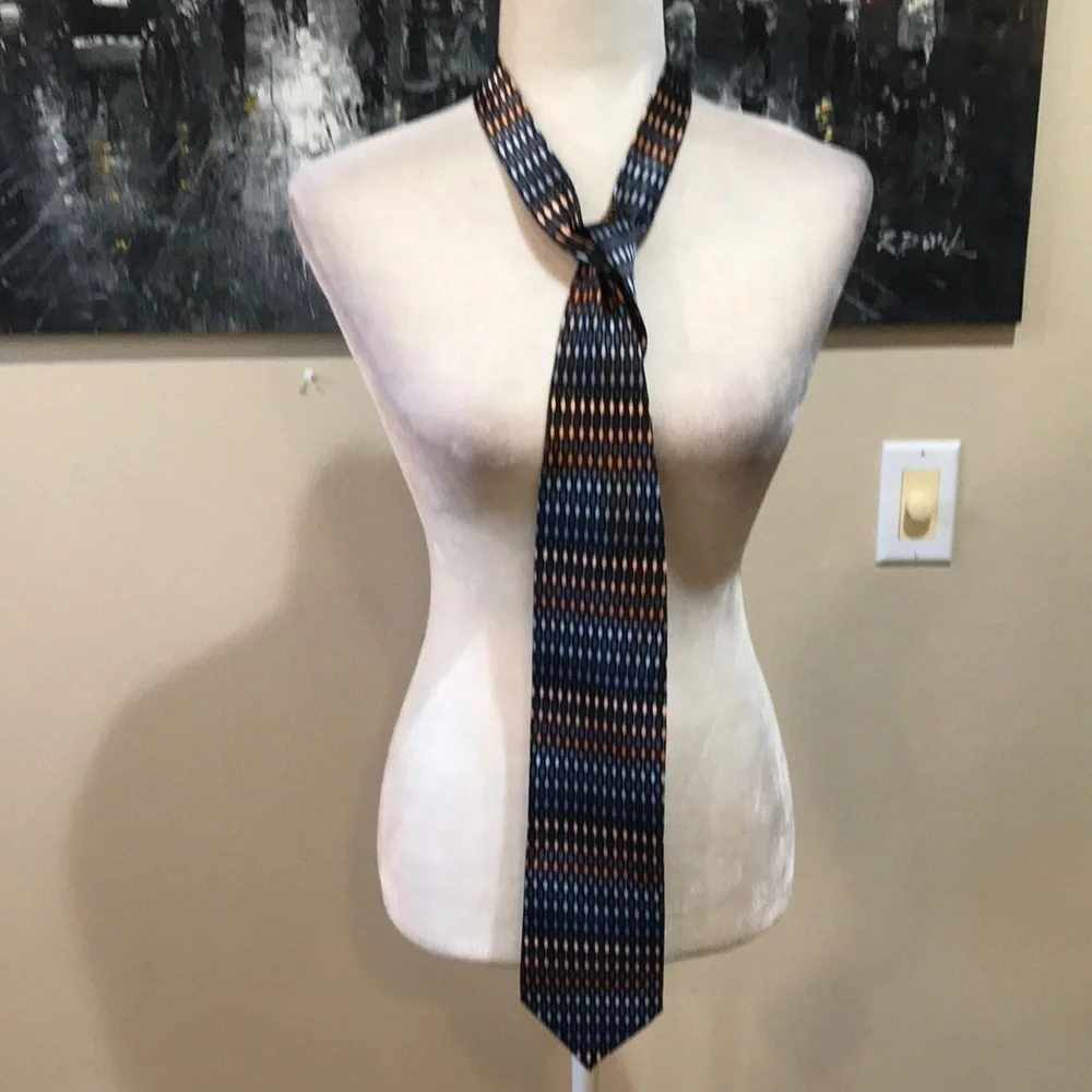 Covington 100% Silk Necktie in Geometric Design Multi Color- 60 Inches